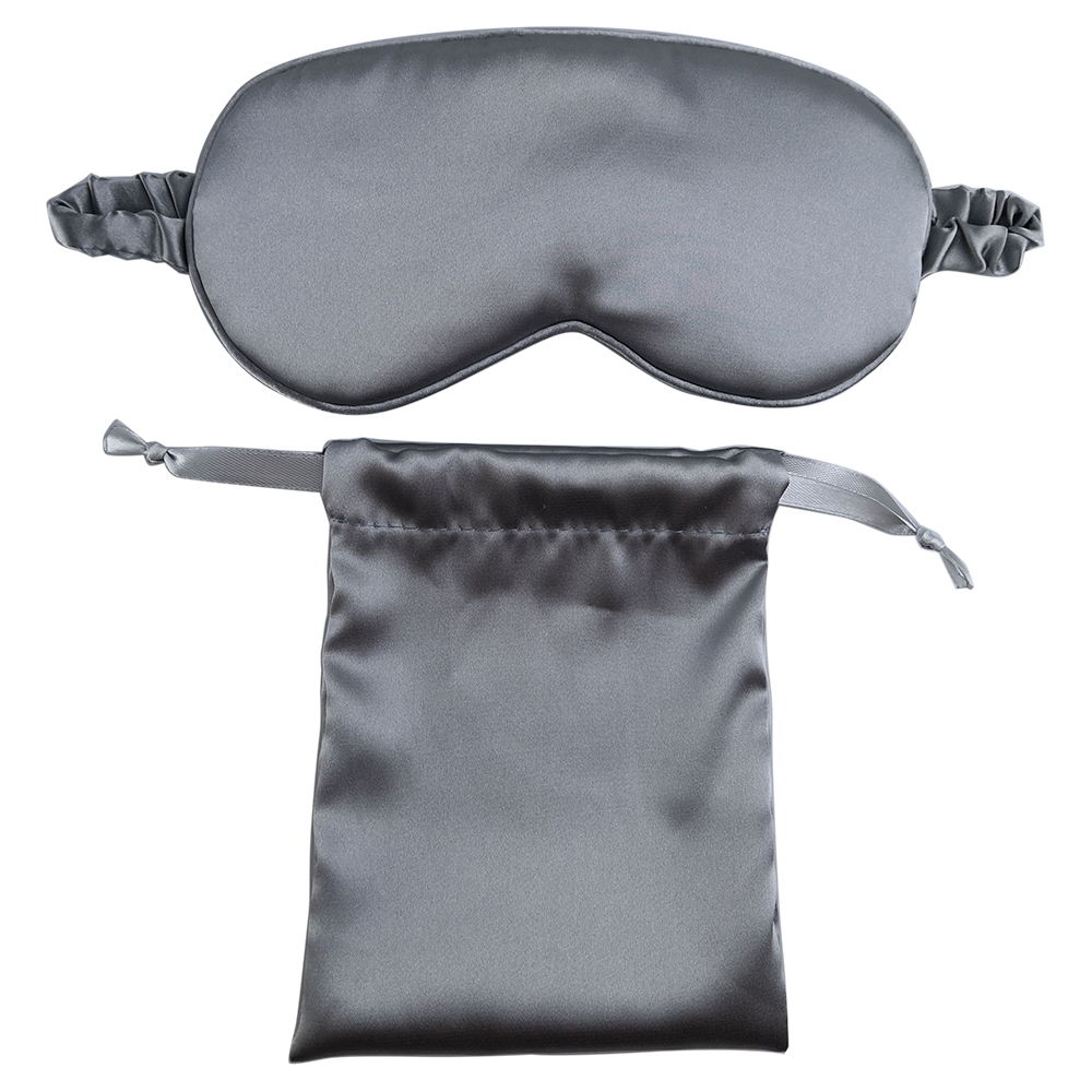 OEM ODM Emulation Silk Grey Eyepatch with Comfortable Hot Pouch Blindfolded Eye Mask Shade Patch Imitated Silk Fabric Eyemask